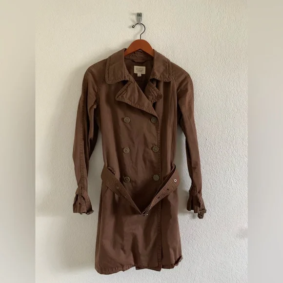 Nili Lotan Brown Cotton Trench Coat size 8 FITS size 4-6 - Picture 1 of 14
